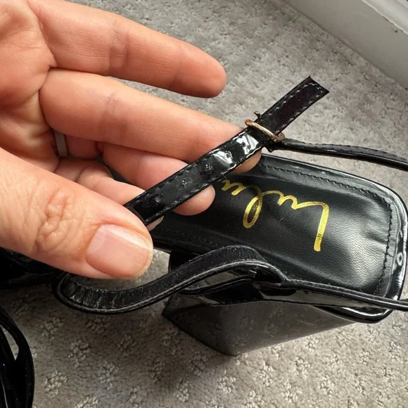 Lulu's Shiny Black Platform Heels - Picture 8 of 8